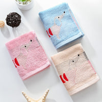 HKM-813971 Soft Absorbent Baby Face Towel - Pure Cotton Dachshund Design in Blue, Pink, and Khaki