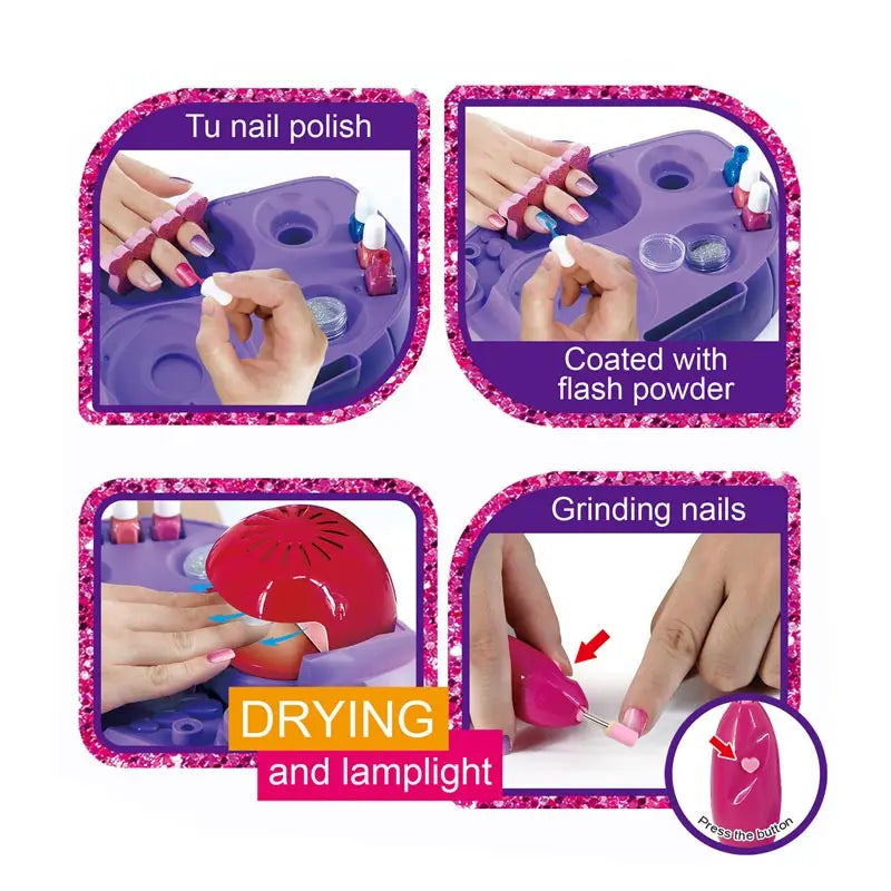 HKM-814227 Kids' DIY Nail Polish Manicure Set - Fashion Makeup Art Kit for Girls Ages 2-14