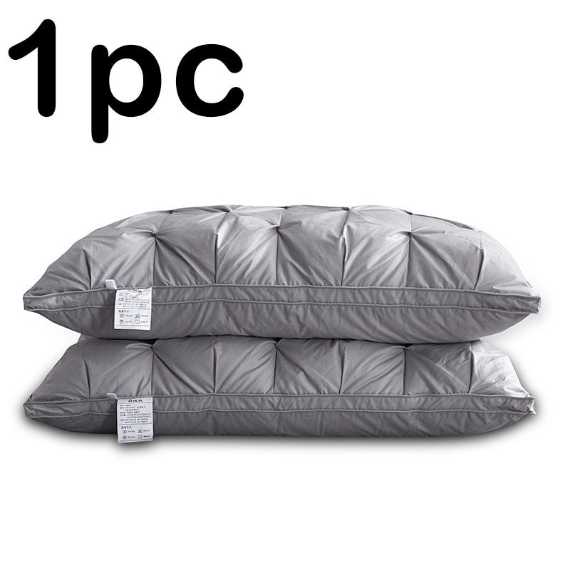 HKM-814227 Premium White Goose Down Pillow - 16-18 cm Height, Pure Cotton Fabric, Single Unit