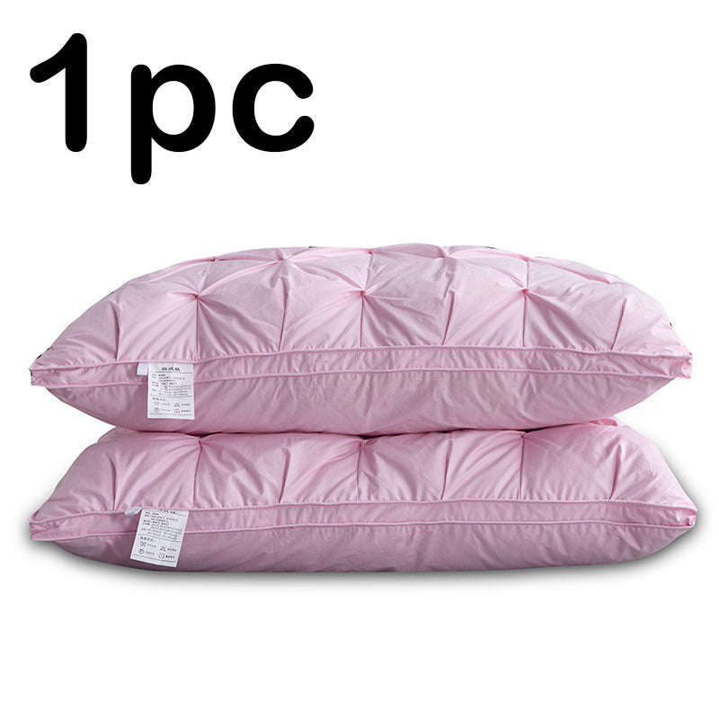 HKM-814227 Premium White Goose Down Pillow - 16-18 cm Height, Pure Cotton Fabric, Single Unit