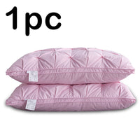 HKM-814227 Premium White Goose Down Pillow - 16-18 cm Height, Pure Cotton Fabric, Single Unit