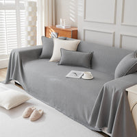 HKM-814227 Teddy Velvet Waterproof Sofa Cover and Pillow Set in Solid Colors