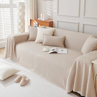 HKM-814227 Teddy Velvet Waterproof Sofa Cover and Pillow Set in Solid Colors