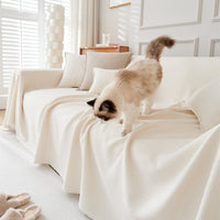 HKM-814227 Teddy Velvet Waterproof Sofa Cover and Pillow Set in Solid Colors