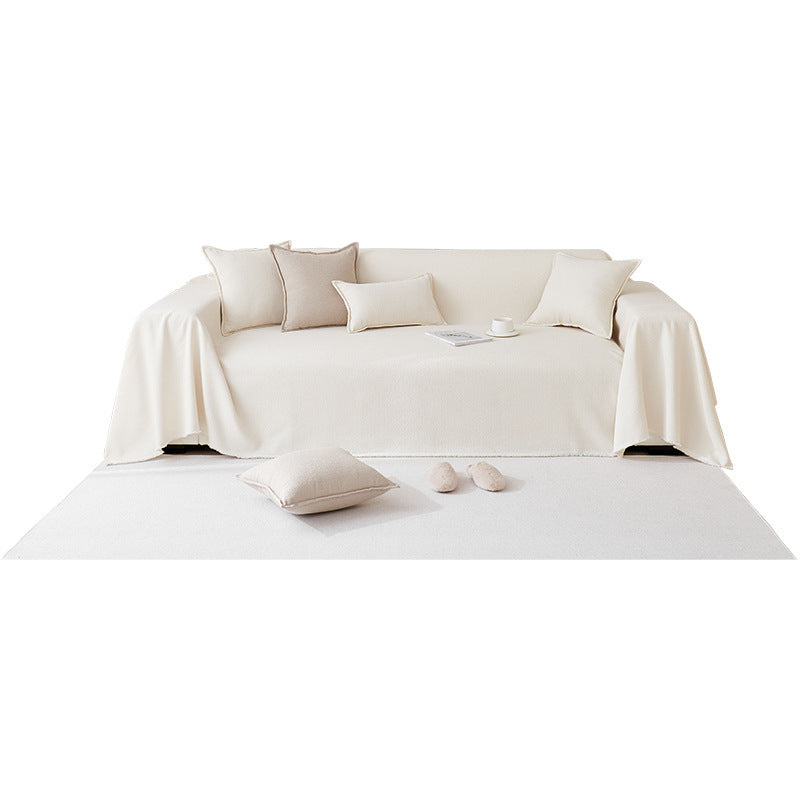 HKM-814227 Teddy Velvet Waterproof Sofa Cover and Pillow Set in Solid Colors