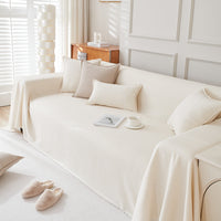 HKM-814227 Teddy Velvet Waterproof Sofa Cover and Pillow Set in Solid Colors