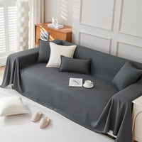 HKM-814227 Teddy Velvet Waterproof Sofa Cover and Pillow Set in Solid Colors
