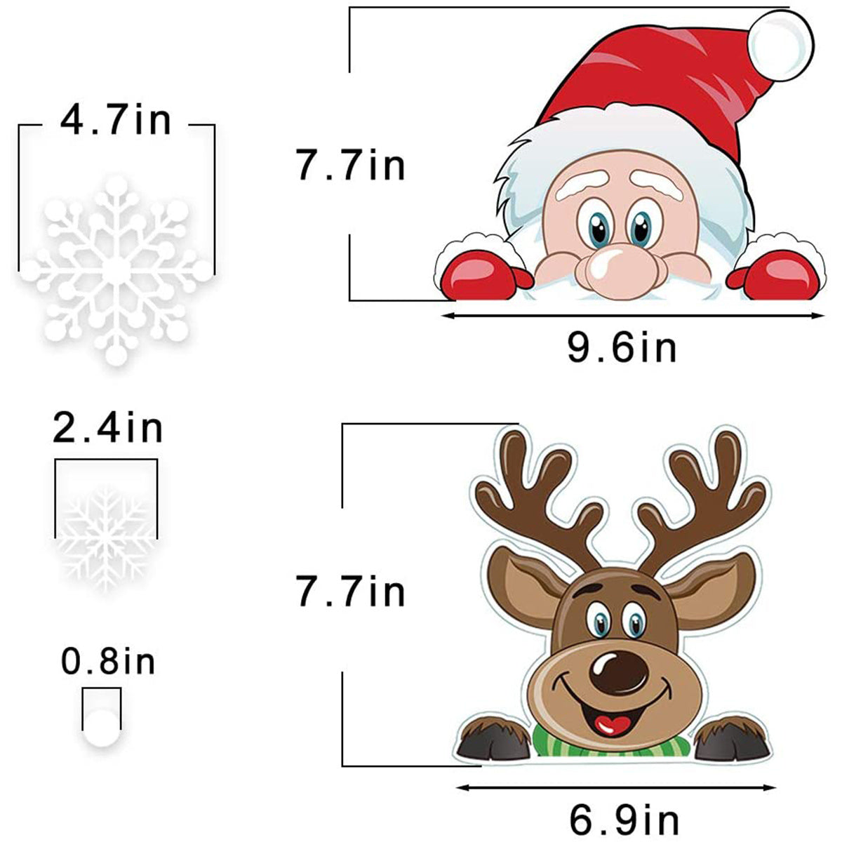 HKM-814675 Christmas Snowflake Window Clings - Reusable Self-Adhesive Static Stickers for Festive Decor
