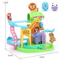 HKM-814803 Indoor Building Block Zoo Animal Slide Railway Track Playground Toy Set for Ages 2-4