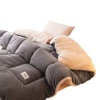 HKM-814867 Reversible Velvet Thickened Duvet Insert with Antibacterial Fiber Filling, Multiple Sizes Available