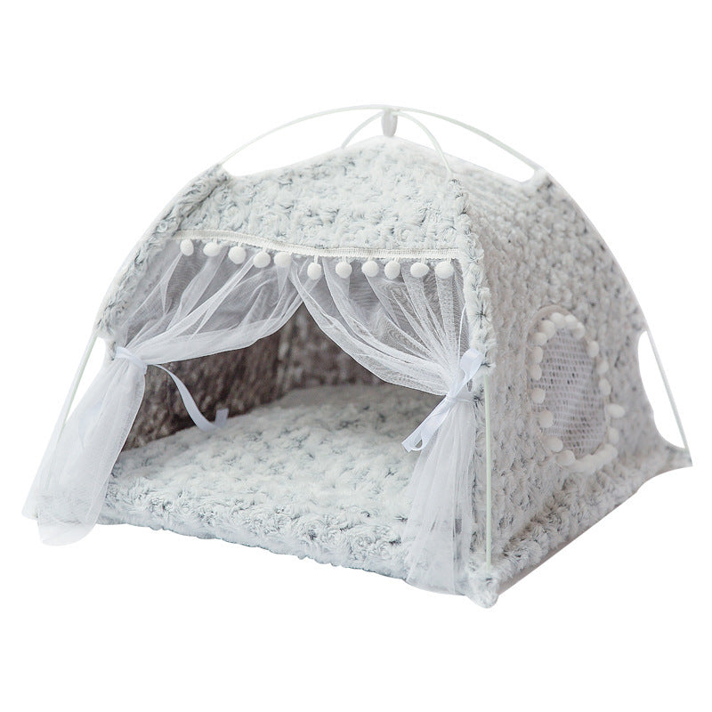 HKM-815059 Cozy Semi-Enclosed Pet Bed – Breathable Cloth Design for All Seasons