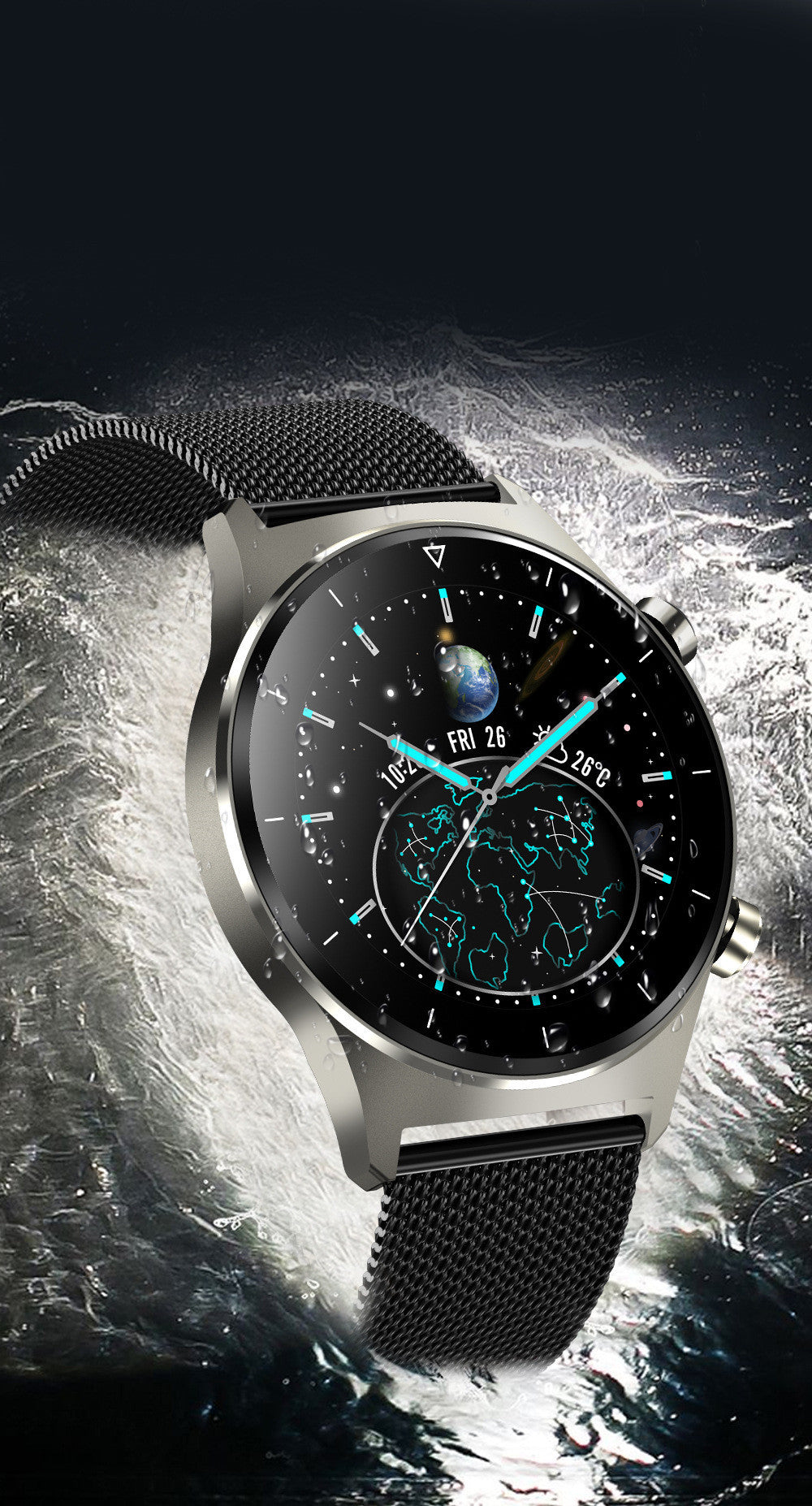 HKM-815059 Waterproof Bluetooth Smart Watch with Silicone Strap for iOS and Android