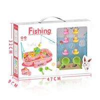 HKM-815187 Pink Duck Fishing Game Toy Set with Music and Light, Perfect for Fun Competition Play