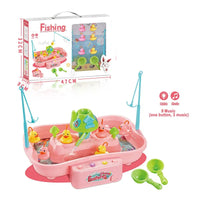 HKM-815187 Pink Duck Fishing Game Toy Set with Music and Light, Perfect for Fun Competition Play