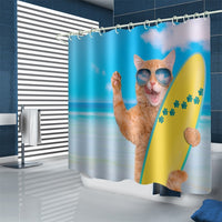 HKM-815251 Waterproof Polyester Shower Curtain – Modern Fat Cat Designs in Various Sizes