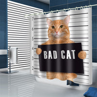 HKM-815251 Waterproof Polyester Shower Curtain – Modern Fat Cat Designs in Various Sizes