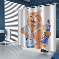HKM-815251 Waterproof Polyester Shower Curtain – Modern Fat Cat Designs in Various Sizes