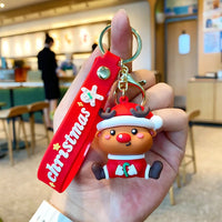 HKM-815379 Cute Cartoon Elk Gingerbread Man Keychain for Christmas - PVC Keyring Accessory