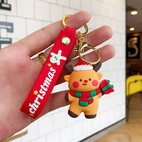 HKM-815379 Cute Cartoon Elk Gingerbread Man Keychain for Christmas - PVC Keyring Accessory