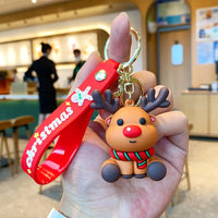HKM-815379 Cute Cartoon Elk Gingerbread Man Keychain for Christmas - PVC Keyring Accessory