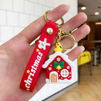 HKM-815379 Cute Cartoon Elk Gingerbread Man Keychain for Christmas - PVC Keyring Accessory