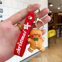 HKM-815379 Cute Cartoon Elk Gingerbread Man Keychain for Christmas - PVC Keyring Accessory