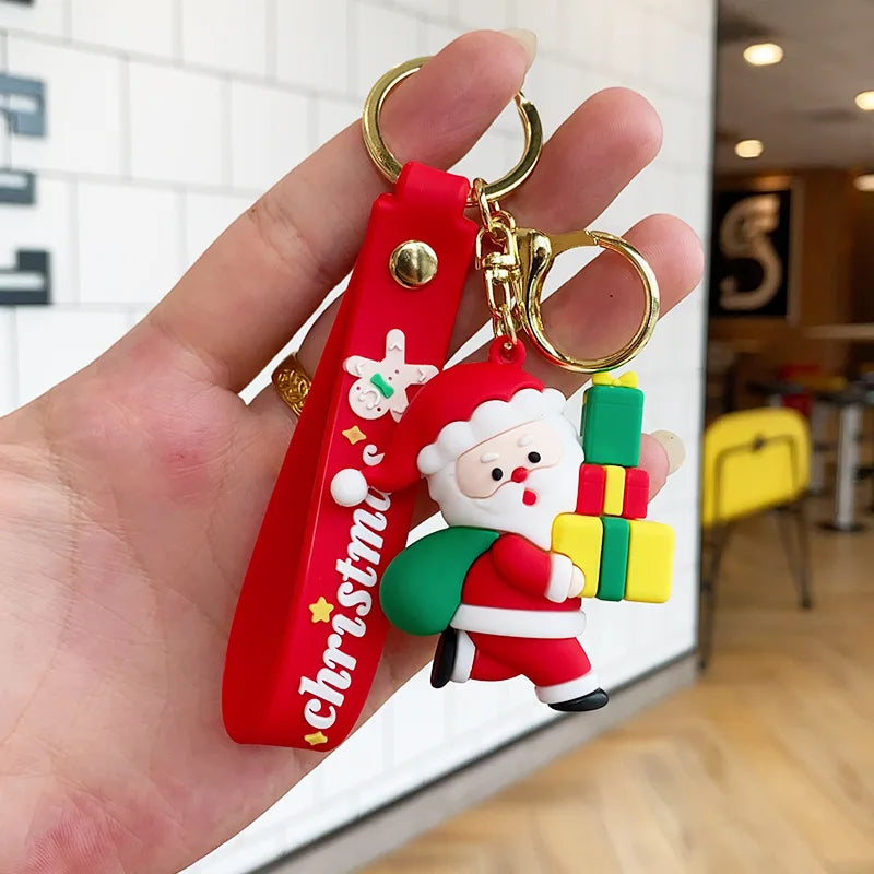 HKM-815379 Cute Cartoon Elk Gingerbread Man Keychain for Christmas - PVC Keyring Accessory