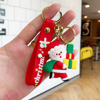HKM-815379 Cute Cartoon Elk Gingerbread Man Keychain for Christmas - PVC Keyring Accessory