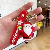 HKM-815379 Cute Cartoon Elk Gingerbread Man Keychain for Christmas - PVC Keyring Accessory