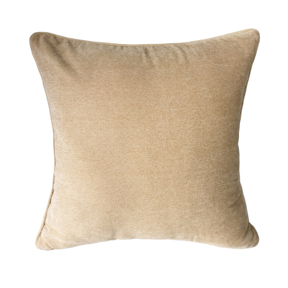 HKM-815379 Dark Brown Floral Design Cotton Pillowcase, 45x45cm Chenille Cushion Cover