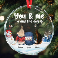 HKM-815507 Christmas Crystal Round Pendant – Glass Transparent Design with Cartoon Pattern, 80mm