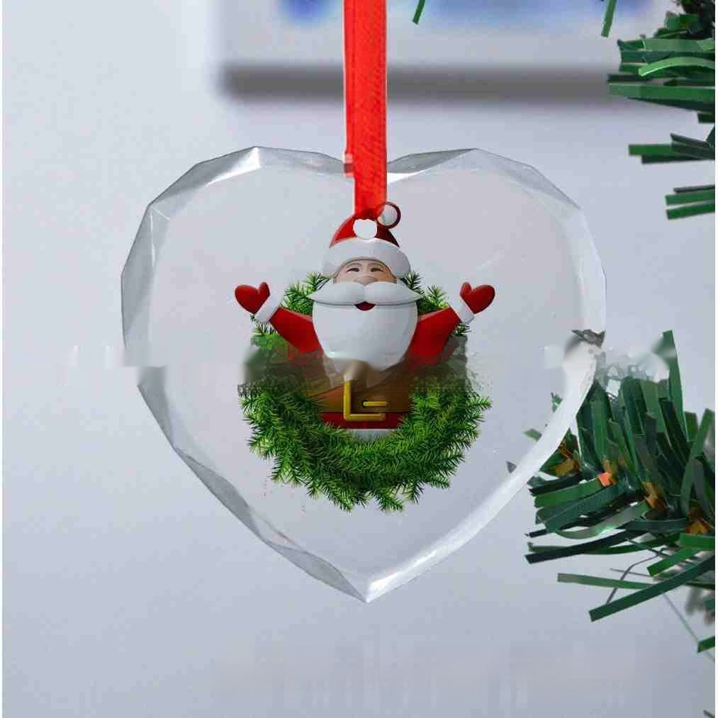 HKM-815507 Christmas Crystal Round Pendant – Glass Transparent Design with Cartoon Pattern, 80mm