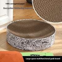 HKM-815507 Extra Large Round Cat Scratching Board Nest in White, Simple Design, 42x42x10cm