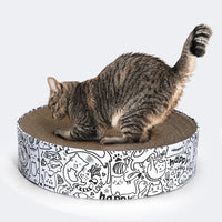 HKM-815507 Extra Large Round Cat Scratching Board Nest in White, Simple Design, 42x42x10cm