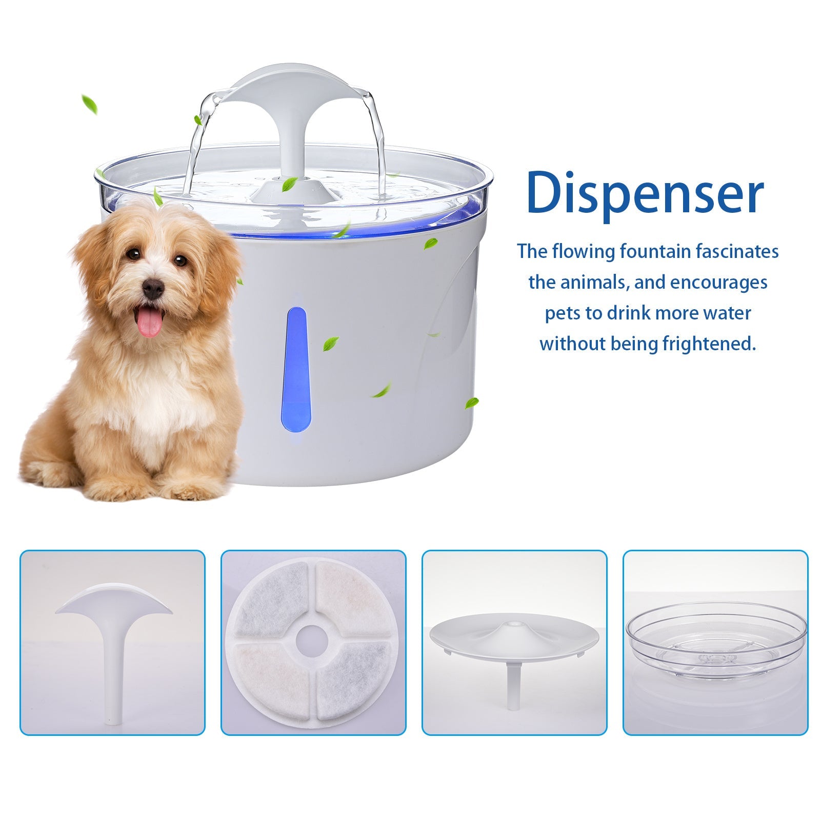 HKM-815571 Automatic Pet Drinking Fountain with LED Indicator for Cats and Dogs