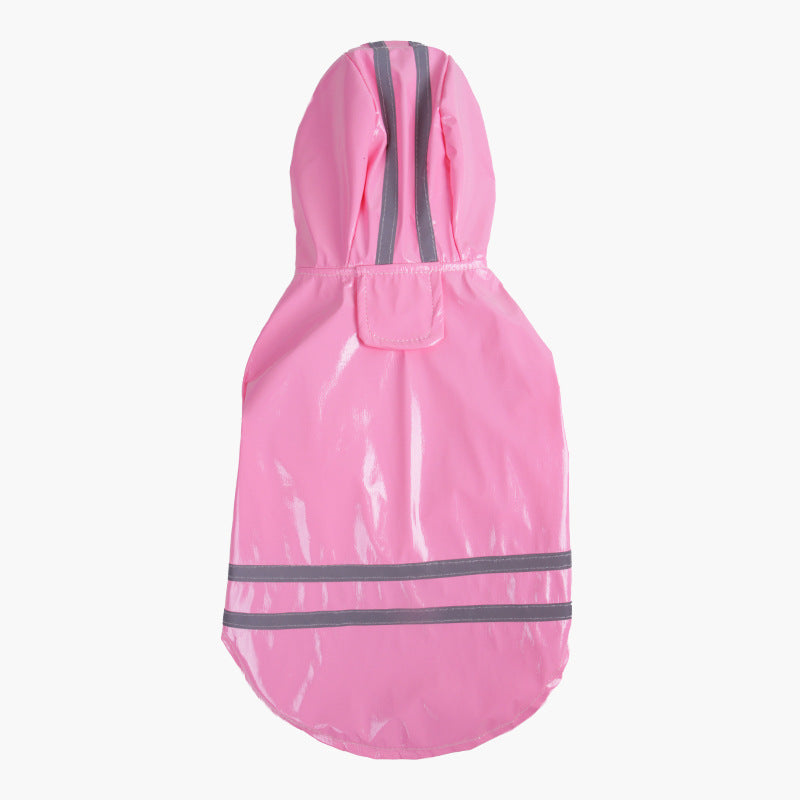 HKM-815571 Hooded Waterproof PU Dog Raincoat with Reflective Lines in Multiple Colors