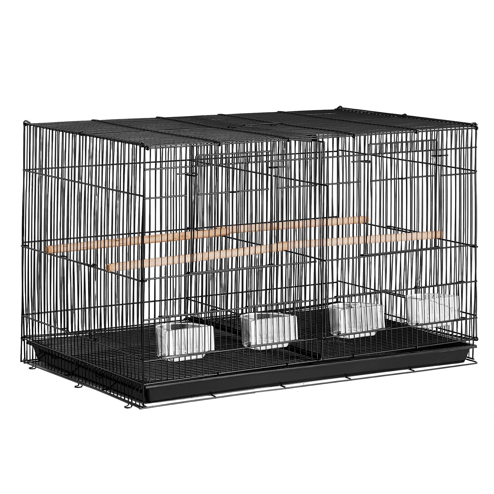 HKM-815635 Spacious 18-Inch Metal Bird Cage with Divider, 5 Perches, 4 Feeding Cups for Parakeets, Canaries, Lovebirds, and Cockatiels