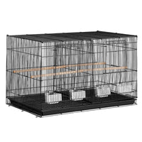 HKM-815635 Spacious 18-Inch Metal Bird Cage with Divider, 5 Perches, 4 Feeding Cups for Parakeets, Canaries, Lovebirds, and Cockatiels