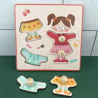 HKM-815699 Children's Wooden Cartoon Animal Jigsaw Puzzle - Educational Hand Grabbing Toy for Ages 2 and Up
