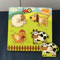 HKM-815699 Children's Wooden Cartoon Animal Jigsaw Puzzle - Educational Hand Grabbing Toy for Ages 2 and Up