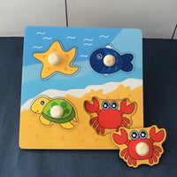 HKM-815699 Children's Wooden Cartoon Animal Jigsaw Puzzle - Educational Hand Grabbing Toy for Ages 2 and Up