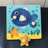 HKM-815699 Children's Wooden Cartoon Animal Jigsaw Puzzle - Educational Hand Grabbing Toy for Ages 2 and Up