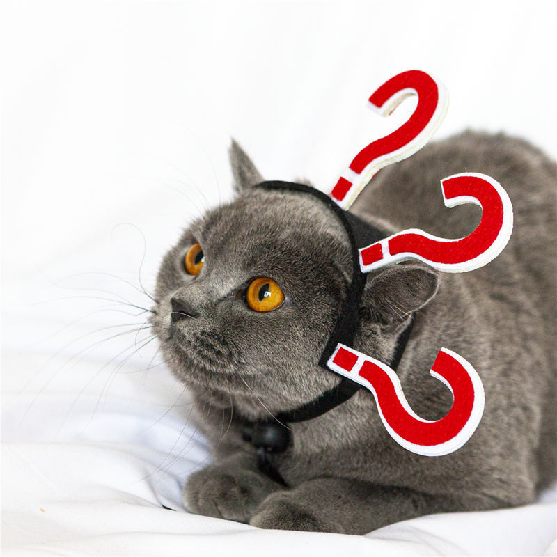 HKM-815699 Funny Braided Cat Headgear with Question Mark Face - Casual Acrylic Style