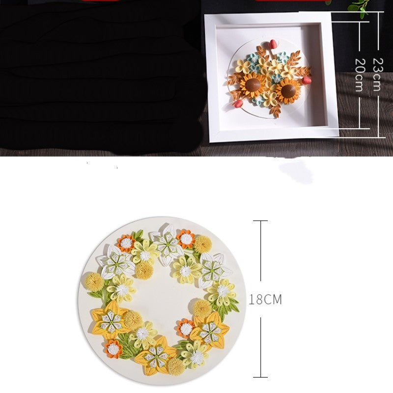 HKM-815699 Handmade Quilted Paper Painting Garland with Frame - Creative Craft Art 20cm x 23cm