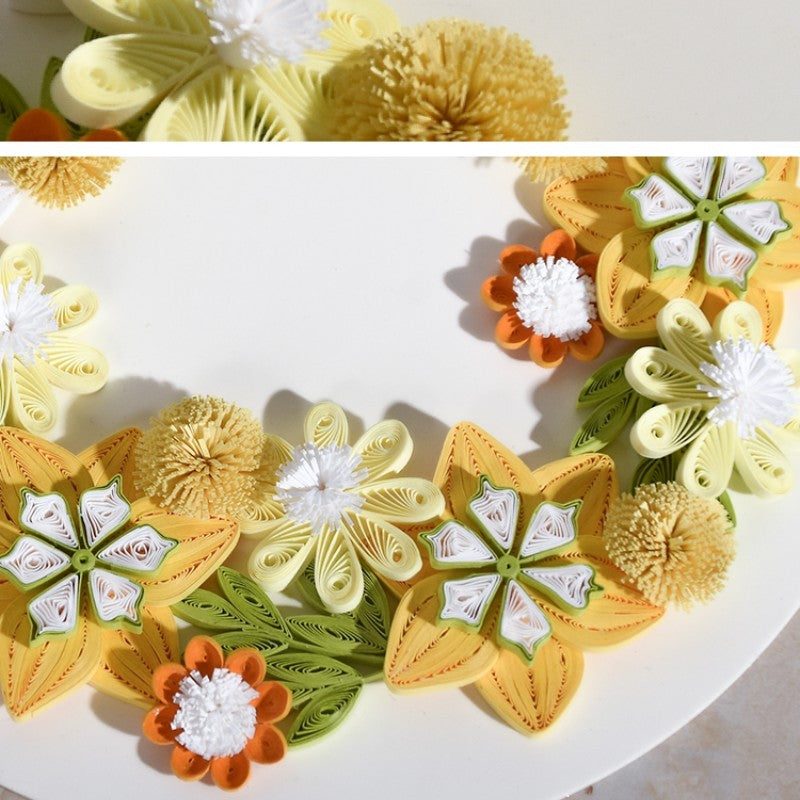 HKM-815699 Handmade Quilted Paper Painting Garland with Frame - Creative Craft Art 20cm x 23cm