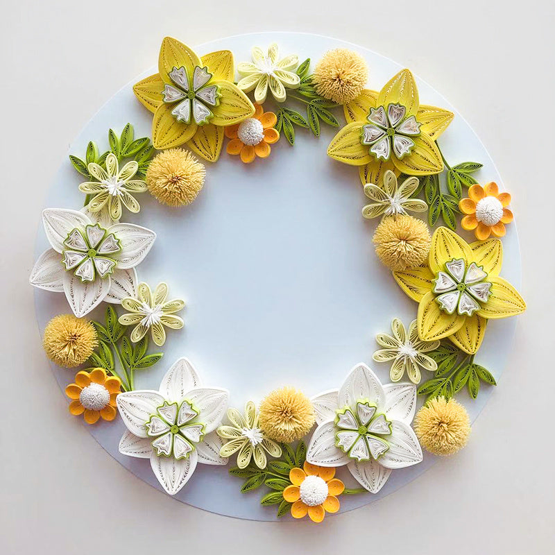 HKM-815699 Handmade Quilted Paper Painting Garland with Frame - Creative Craft Art 20cm x 23cm