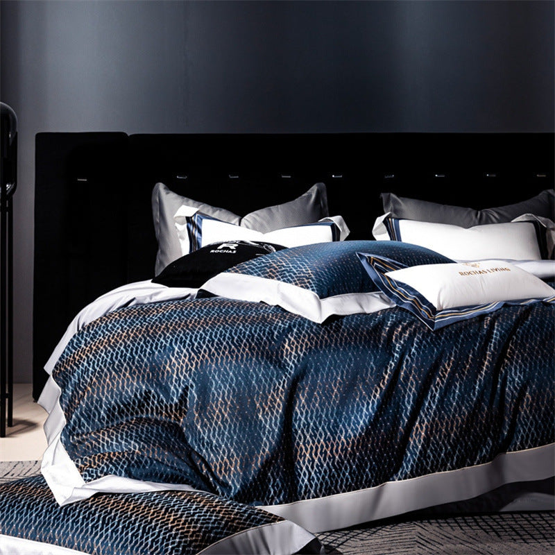 HKM-816019 Long-staple Cotton Jacquard Four-Piece Bedding Set - Available in Multiple Sizes