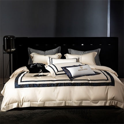 HKM-816019 Long-staple Cotton Jacquard Four-Piece Bedding Set - Available in Multiple Sizes