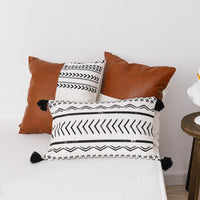 HKM-816083 Double Sofa Cushion with Cotton Canvas Cover and PP Cotton Filling - 45x45cm & 35x50cm Long Pillow