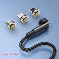 HKM-816083 Rotating 540 Degree Magnetic Data Cable - 3-in-1 Mini USB, Micro USB, TYPE-C, 1m & 2m Lengths Available
